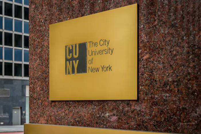 Plaque at the City University of New York Headquarters in New York City